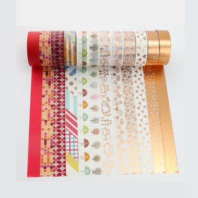 Ready to ship washi tape, Wholesale Low MOQ Waterproof Custom Printed Colored Gold Foil Sticky Washi Paper Tape